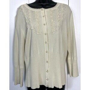 Womens Winter White Pearl Button Cardigan - PL